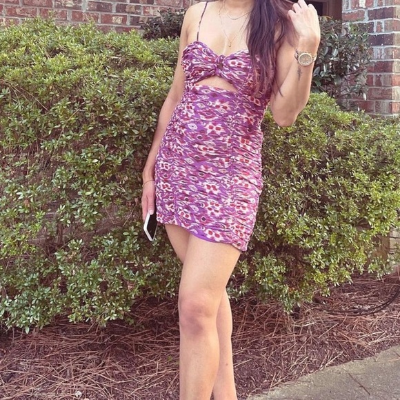 Zara chiffon mini club dress with draping purple size M - Picture 5 of 15